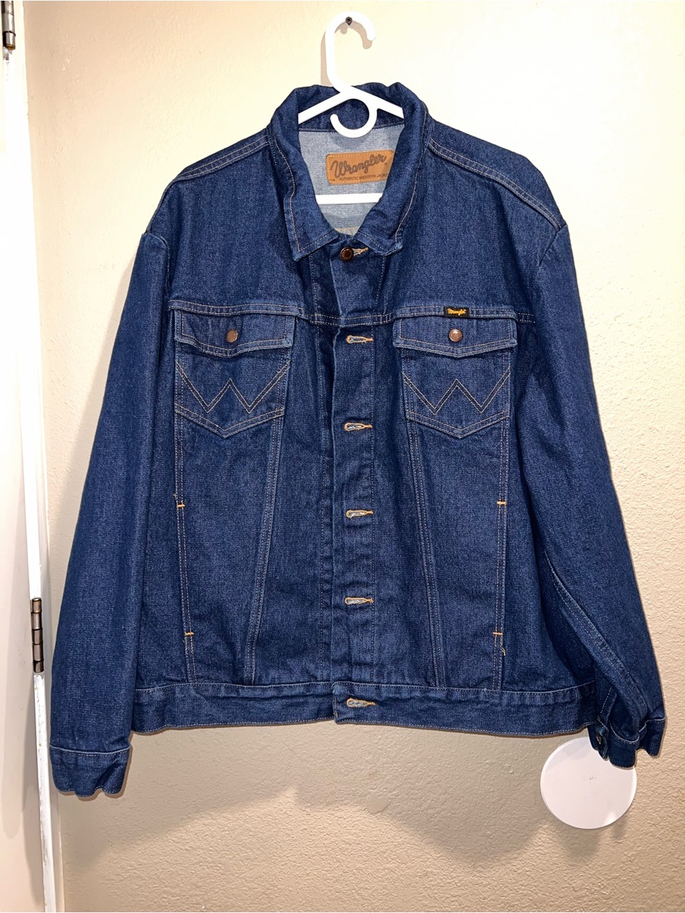 Wrangler Men's XXL Denim Trucker Jacket Dark Wash Classic Cowboy Western Cotton